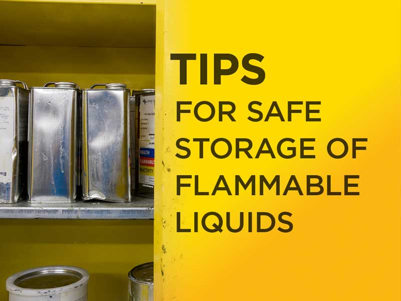 Flammable liquids stored on a shelf
