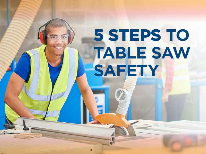 Construction worker at a table saw
