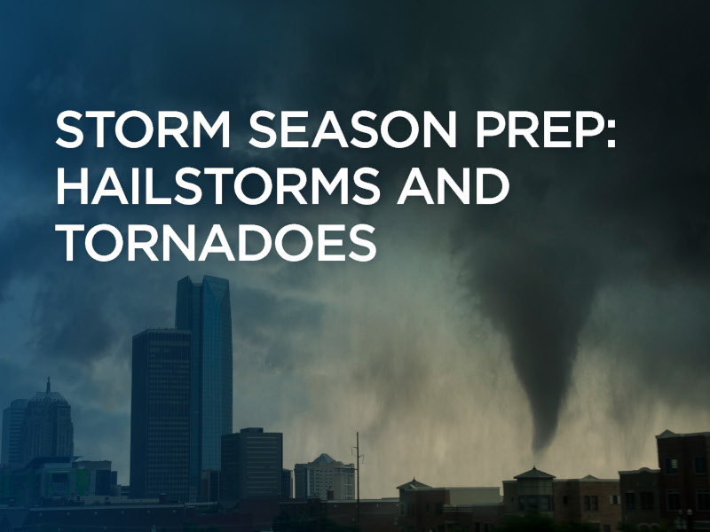 City skyline with tornado mobile view