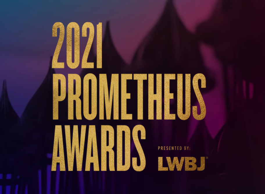 2021 Prometheus Awards Presented by LWBJ glittery gold text