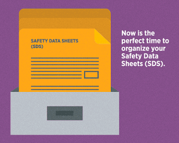Open filing cabinet displaying Safety Data Sheets mobile view